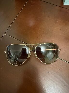 Michael Kors Gold Frame Aviator Sunglasses with Dark Smoke Lenses